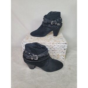 Aldo Black Suede Western Boots Indie Sleeze Rocker Chic Festival Studded 8.5
